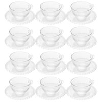 Jogo 12 Xícaras Cristal com Pires 180ml Café Chá Wolff Pearl