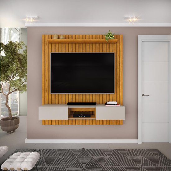 Painel para TV até 65 Polegadas Ripado DJ Móveis Luca 160 Cedro Bali