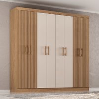 Guarda-Roupa Casal Petropolis 8 Portas 2 Gavetas Canelato Rustico/Natura - Atualle Móveis