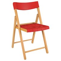 Cadeira de Madeira Dobrável Tramontina Potenza Verniz Assento e Encosto Polipropileno Vermelho