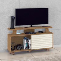 Rack para TV Até 55 Polegadas Rivera 1 Porta Flex Canelato Rustico/Natura Off White - Atualle Móveis