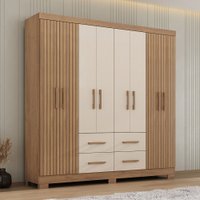 Guarda-Roupa Casal Itapema 8 Portas 4 Gavetas Canelato/Natura - Atualle Móveis