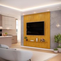 Painel P/ TV até 75 Polegadas Ripado DJ Móveis Trento 223 Cedro