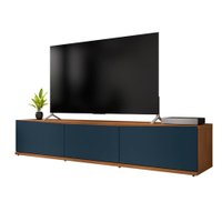 Rack Bancada Eros 1.8m TV 32 40 42 47 50 55 60 Polegadas 2 Portas Gaveta Organizadora Sala Quarto Cedro/Azul Cobalto