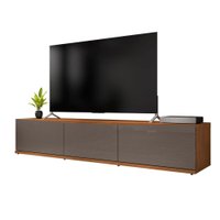 Rack Bancada Eros 1.8m TV 32 40 42 47 50 55 60 Polegadas 2 Portas Gaveta Organizadora Sala Quarto Cinza Pérola/Noce
