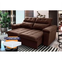 Sofá Retrátil Reclinável Verona 1,50m Suede Velut Marrom Molas Ensacadas - King House