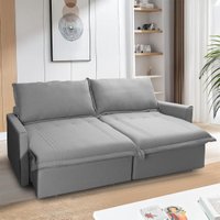 Sofá Cama Baú Ravello Sem Caixa 2,76m Linho Cinza 3 Lugares