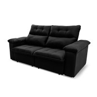 Sofá Retrátil Reclinável Verona 1,80m Suede Velut Preto Molas Ensacadas - King House