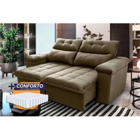 Sofá Retrátil Reclinável Verona 1,80m Suede Velut Bege Molas Ensacadas - King House