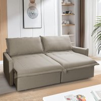 Sofá Cama Baú Ravello Sem Caixa 2,26m Linho Marrom 3 Lugares