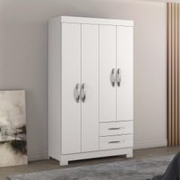 Guarda-Roupa Solteiro 4 Portas 2 Gavetas Viena Notável Branco
