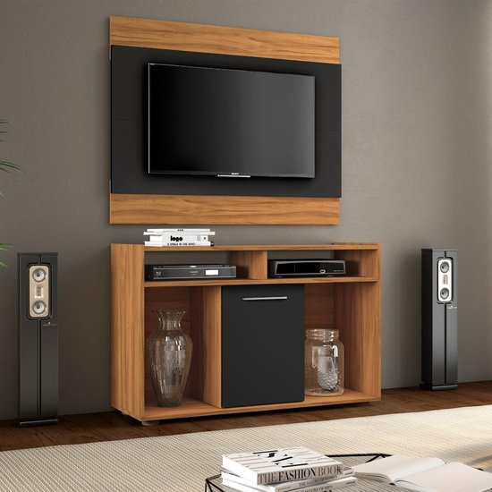Conjunto Rack com Painel para TV até 43 Polegadas Nápoles Notável Freijó/Preto