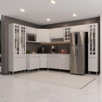 Cozinha Modulada Completa Fidelitá Viena 9 Peças 515cm 20 Portas 3 Gavetas Com Tampo Branco