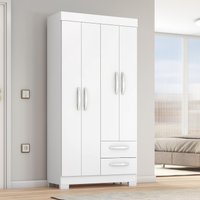 Guarda-Roupa Solteiro 4 Portas 2 Gavetas Belize Notável Branco