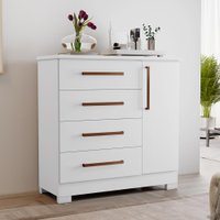 Cômoda 1 Porta 4 Gavetas Londres Notável Branco