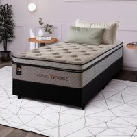 Conjunto Cama Box c/ Molas Ensacadas Liverpool Bege Solteiro 96x203x73