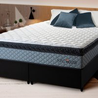 Conjunto Cama Box Espuma Chicago Cinza Queen 158x198x57