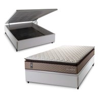 Conjunto Box Baú Atlanta Bege 138x188x69 Espuma D45
