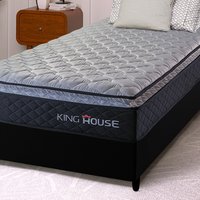 Conjunto Cama Box Solteiro Dakota Preto 88x188x57 Espuma D33