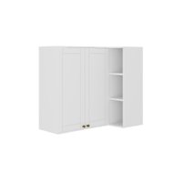 Armário Aéreo de Canto Milla MDF 2 Portas Branco 80 cm Carraro