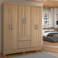 Guarda-Roupa Casal Senna 6 Portas 2 Gavetas Amêndola Touch - Panorama Móveis