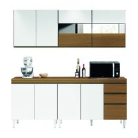 Armário de Cozinha Completa com Balcão e Vidro Reflecta 9 Portas 2 Gavetas Clara Atacama/Branco