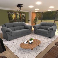 Conjunto Sofá Windsor Velut Cinza 3 e 2 Lugares 2,04m e 1,59m - King House