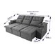 Sofá Retrátil Reclinável Verona USB + Porta Copo 2,30m Suede Velut Cinza c/ Molas no Assento - King House