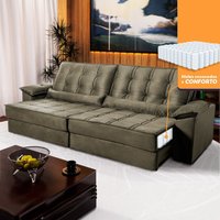 Sofá Retrátil Reclinável 2,50m Ascari Suede Velut Tabaco molas Ensacadas - King House