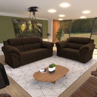 Conjunto Sofá Windsor Velut Marrom 3 e 2 Lugares 2,04m e 1,59m - King House