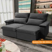 Sofá Retrátil Reclinável Paris 1,80m Suede Velut Cinza Molas no Assento - King House