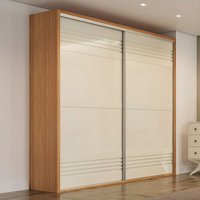 Guarda-Roupa Casal 2 Portas 2 Gavetas Ripado 100% Mdf Freijo/Off White Tw602b - Dalla Costa