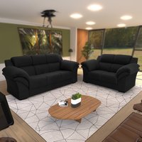 Conjunto Sofá Windsor Velut Preto 3 e 2 Lugares 2,04m e 1,59m - King House