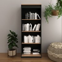 Estante para Livros 3 Prateleiras Me4150 Amêndoa/Preto - Tecno Mobili