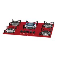 Cooktop a Gás Fischer 5 Bocas TC Mesa Vidro Vermelho Rouge - Bivolt