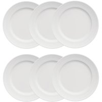 Jogo de 6 Pratos Rasos Porcelana 26,5cm Germer Relevo Chevron Branco Redondo Mesa Posta