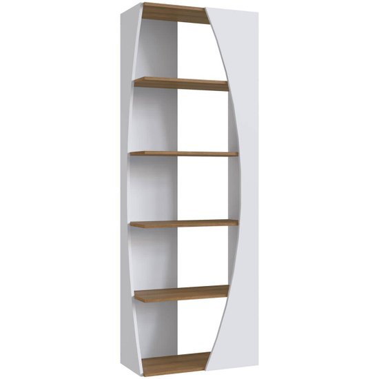 Estante Livreiro Multiuso 5 Prateleiras Branco Mel Prodecor Organizador Escritório 180x63x33cm