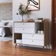 Cômoda Com 4 Gavetas E 2 Nichos Branco E Mel 90x110x45cm Mdp Prodecor Com Pés Retrô