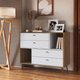 Cômoda Com 4 Gavetas E 2 Nichos Branco E Mel 90x110x45cm Mdp Prodecor Com Pés Retrô