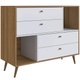 Cômoda Com 4 Gavetas E 2 Nichos Branco E Mel 90x110x45cm Mdp Prodecor Com Pés Retrô