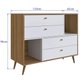 Cômoda Com 4 Gavetas E 2 Nichos Branco E Mel 90x110x45cm Mdp Prodecor Com Pés Retrô
