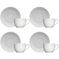 Jogo 4 Xícaras de Café com Pires 75ml em Porcelana Chevron Germer Branco