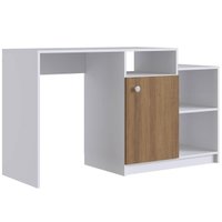 Escrivaninha Bancada Multiuso com Porta e Nicho Branco e Mel Prodecor 76x135x45cm
