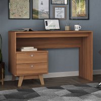 Mesa Escrivaninha Doha 2 Gavetas 120 Cm Nogal - Hecol Móveis