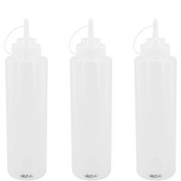 Kit 3 Bisnaga Flexível Transparente 800ml Bartender Licor Leite Condensado Xarope