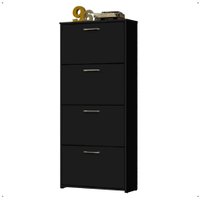 Sapateira Vertical Sophie 4 Portas Basculantes Gavetas Organizadoras Calçados Masculino Feminino Decoração Quarto Preto