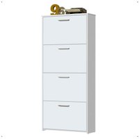 Sapateira Vertical Sophie 4 Portas Basculantes Gavetas Organizadoras Calçados Masculino Feminino Decoração Quarto Branco