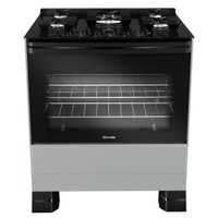 Fogão Mueller 5 bocas Titânio com Mesa de Vidro e Tripla Chama MFV5BF