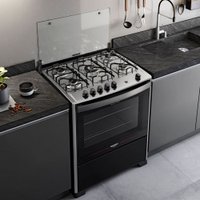 Fogão 5 Bocas com Mesa Inox Dako Magister Preto, Bivolt
