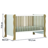 Dormitório Infantil Berço Americano Mini Cama 2 em 1 Luna e Cômoda Helena Para Quarto Bebê Branco/Madeirado